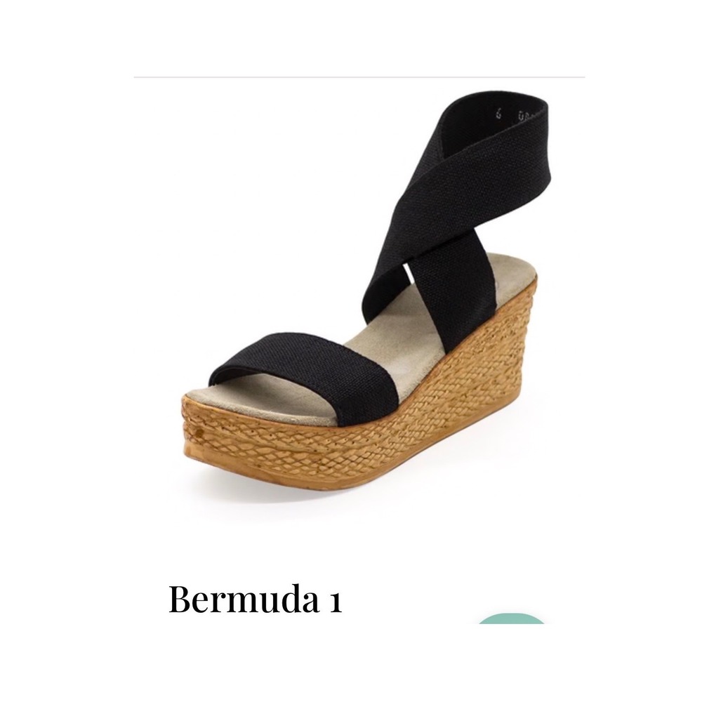Charleston Shoe Co. Wedge Sandal, Bermuda 1, Black, Size 6
